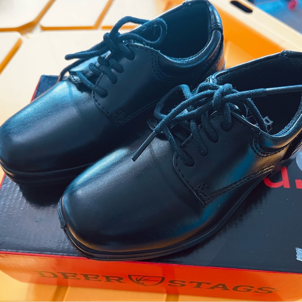 Deer Stags Kids Black Lace-Up Shoes Toddler